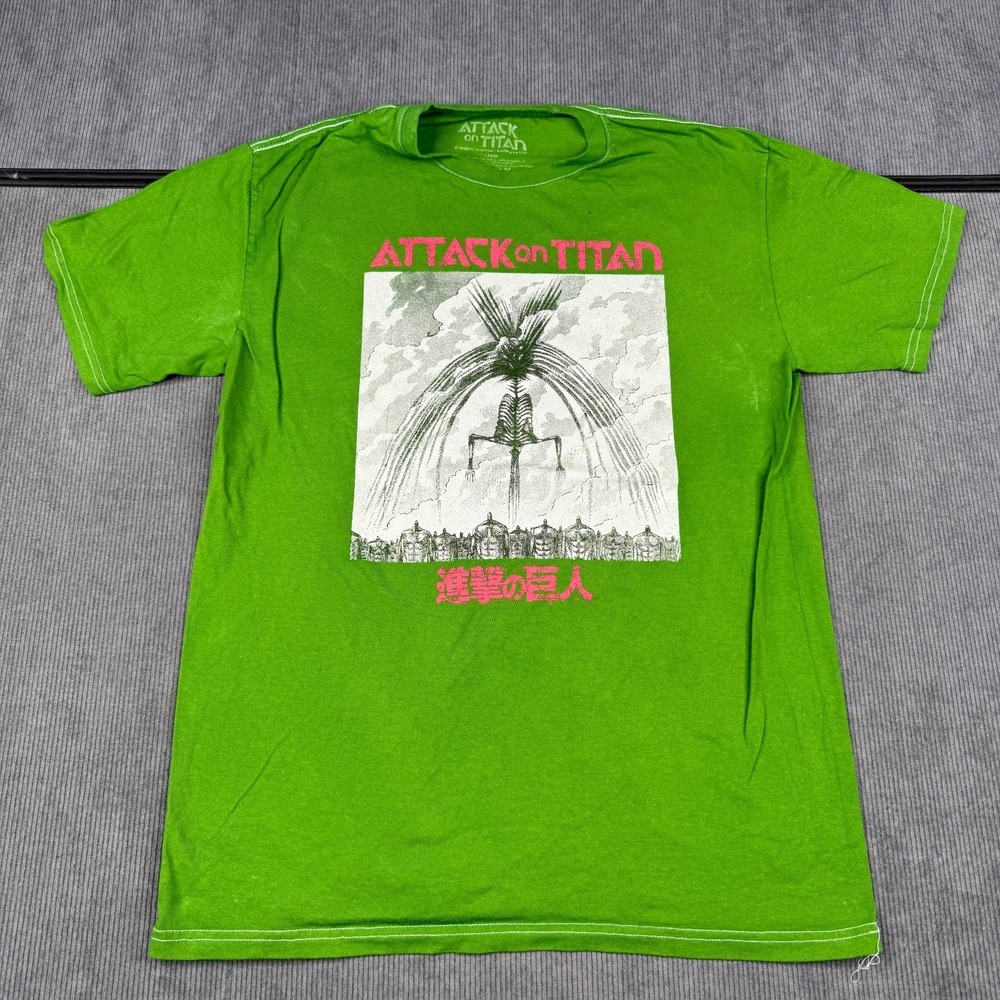 Attack on Titan Founding Titan Eren Yeager Green Graphic T-Shirt Mens Large